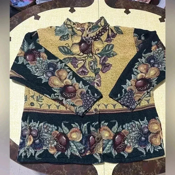 Sugar  Street Weavers Tapestry Fruit Jacket Blazer Women’s One Size Floral - Picture 1 of 8